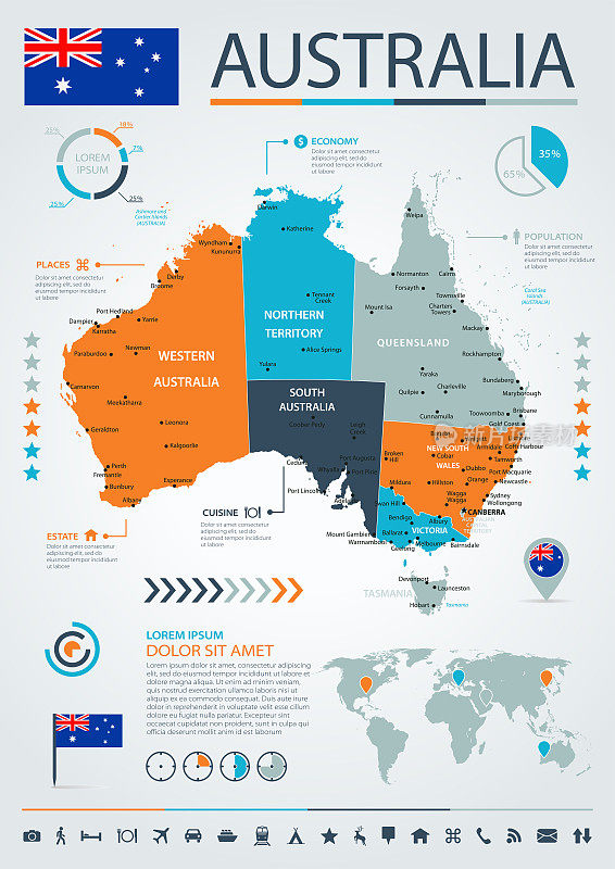 12 -澳大利亚-蓝橙色信息图